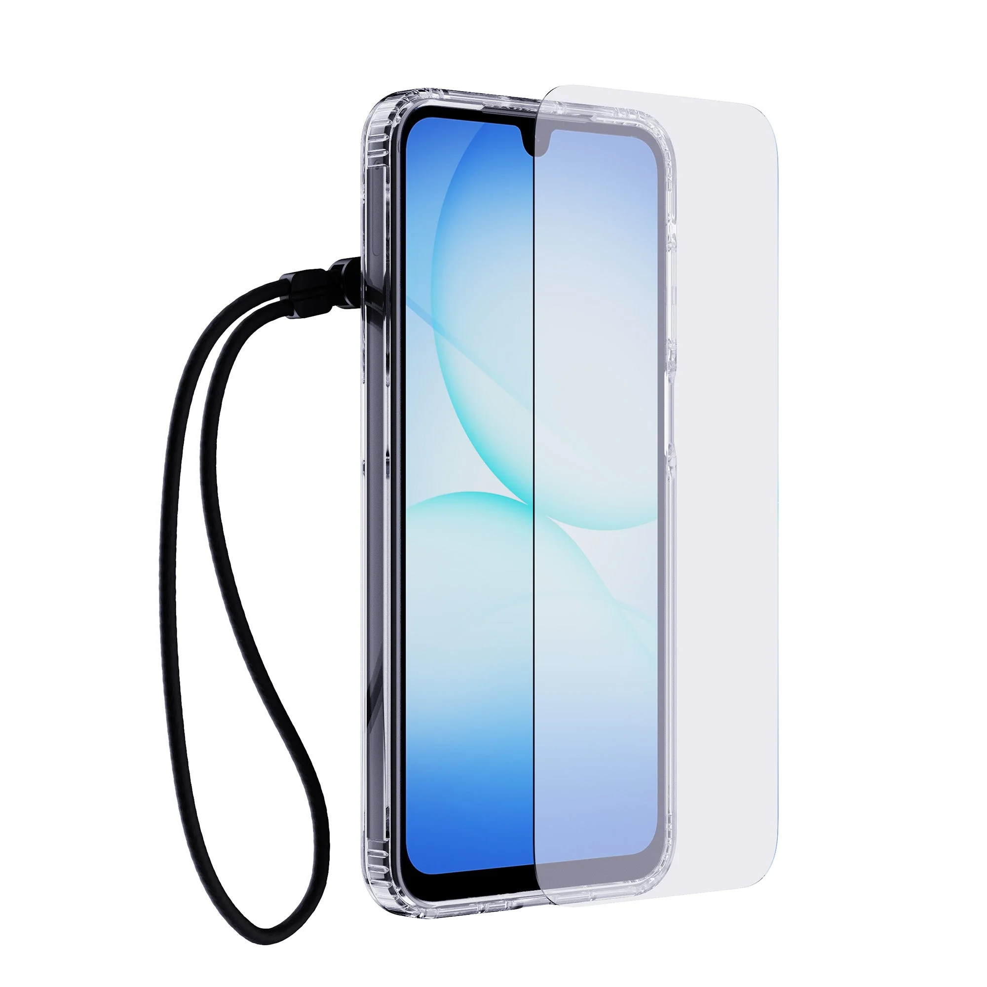 EvoLite Clear + Tempered Glass + Lanyard - Samsung Galaxy A17/A17 5G 3-in-1 Bundle - Clear - Image 2